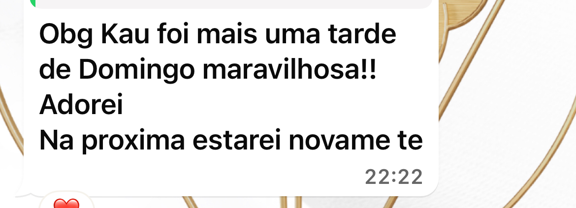 Depoimento: mais uma tarde de domingo maravilhosa, adorei