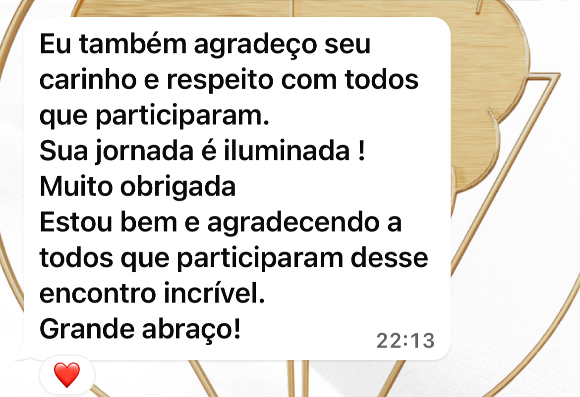 Depoimento: melhor experiência, gratidão a todos que participaram