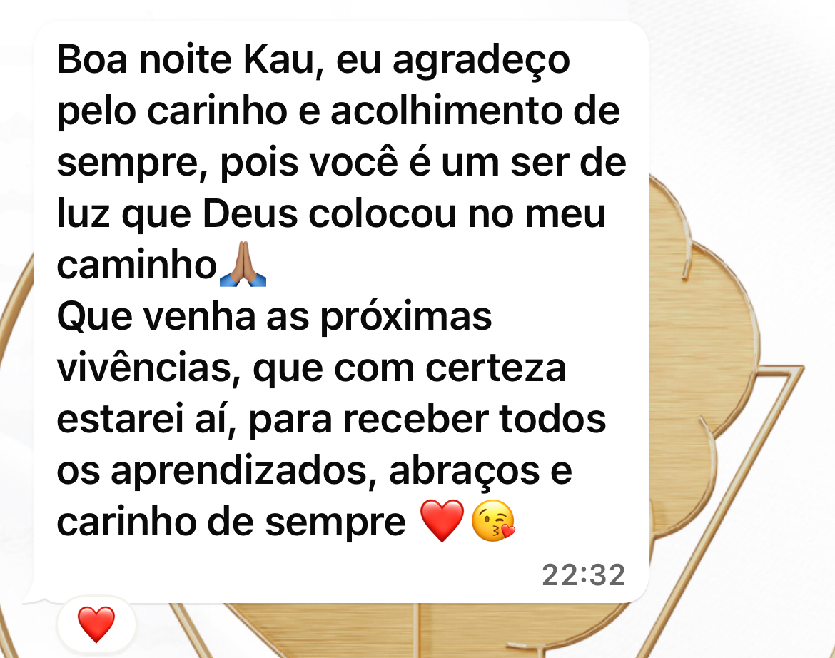 Depoimento: gratidão pelo carinho e acolhimento de sempre