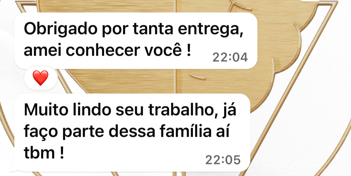 Depoimento: obrigado por tanta entrega, muito lindo seu trabalho